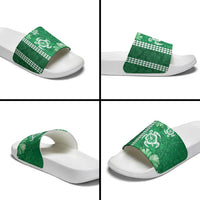 Green Hibiscus Turle Slide Sandals Hawaiian Style Tribal Tapa Pattern LT9 - Polynesian Pride