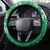 Green Hibiscus Turle Steering Wheel Cover Hawaiian Style Tribal Tapa Pattern LT9 - Polynesian Pride