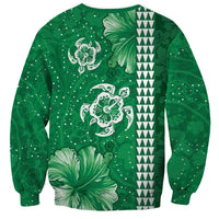 Green Hibiscus Turle Sweatshirt Hawaiian Style Tribal Tapa Pattern LT9 - Polynesian Pride