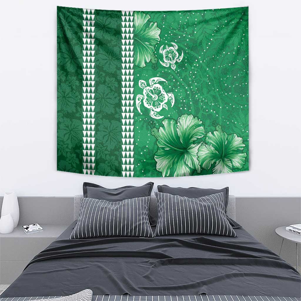 Green Hibiscus Turle Tapestry Hawaiian Style Tribal Tapa Pattern LT9 - Polynesian Pride