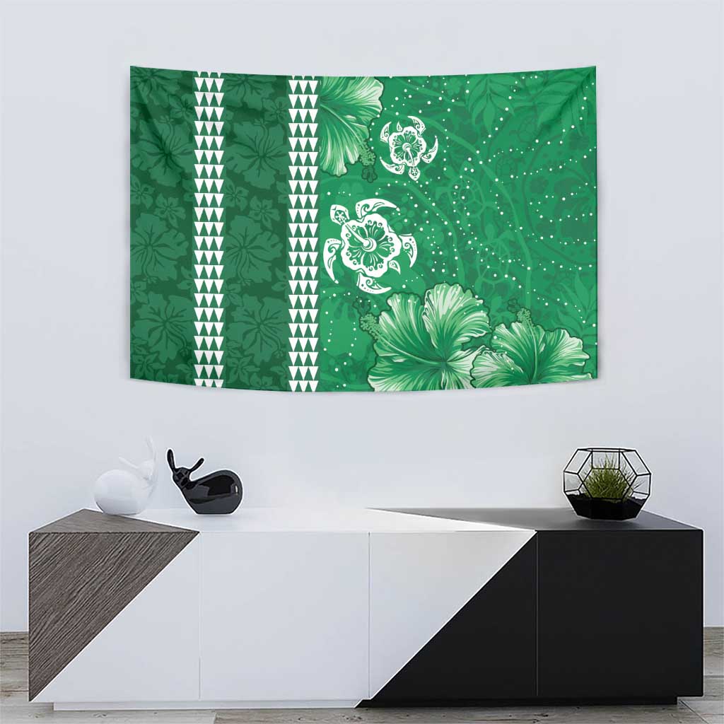 Green Hibiscus Turle Tapestry Hawaiian Style Tribal Tapa Pattern LT9 - Polynesian Pride