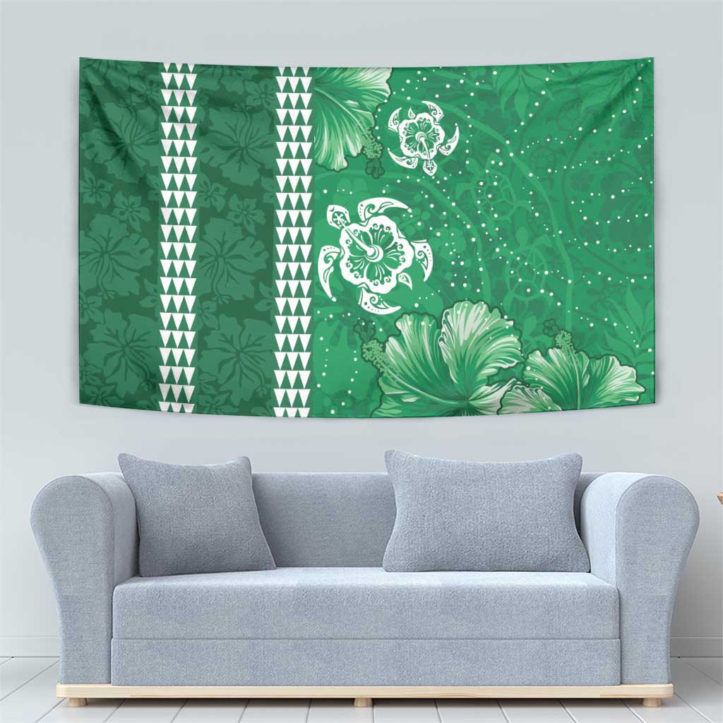 Green Hibiscus Turle Tapestry Hawaiian Style Tribal Tapa Pattern LT9 - Polynesian Pride