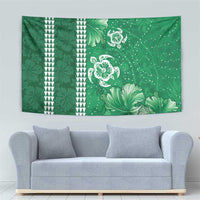 Green Hibiscus Turle Tapestry Hawaiian Style Tribal Tapa Pattern LT9 - Polynesian Pride