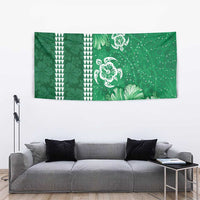 Green Hibiscus Turle Tapestry Hawaiian Style Tribal Tapa Pattern LT9 - Polynesian Pride