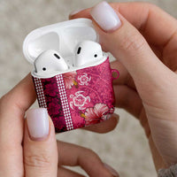 Pink Hibiscus Turle AirPods Case Hawaiian Style Tribal Tapa Pattern LT9 - Polynesian Pride
