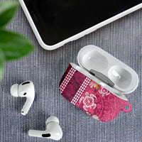 Pink Hibiscus Turle AirPods Case Hawaiian Style Tribal Tapa Pattern LT9 - Polynesian Pride