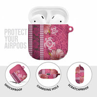 Pink Hibiscus Turle AirPods Case Hawaiian Style Tribal Tapa Pattern LT9 - Polynesian Pride