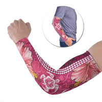 Pink Hibiscus Turle Arm Sleeves Hawaiian Style Tribal Tapa Pattern LT9 Set of 2 Pink - Polynesian Pride