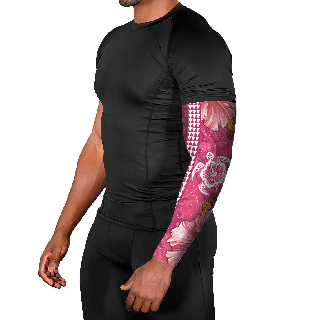 Pink Hibiscus Turle Arm Sleeves Hawaiian Style Tribal Tapa Pattern LT9 - Polynesian Pride