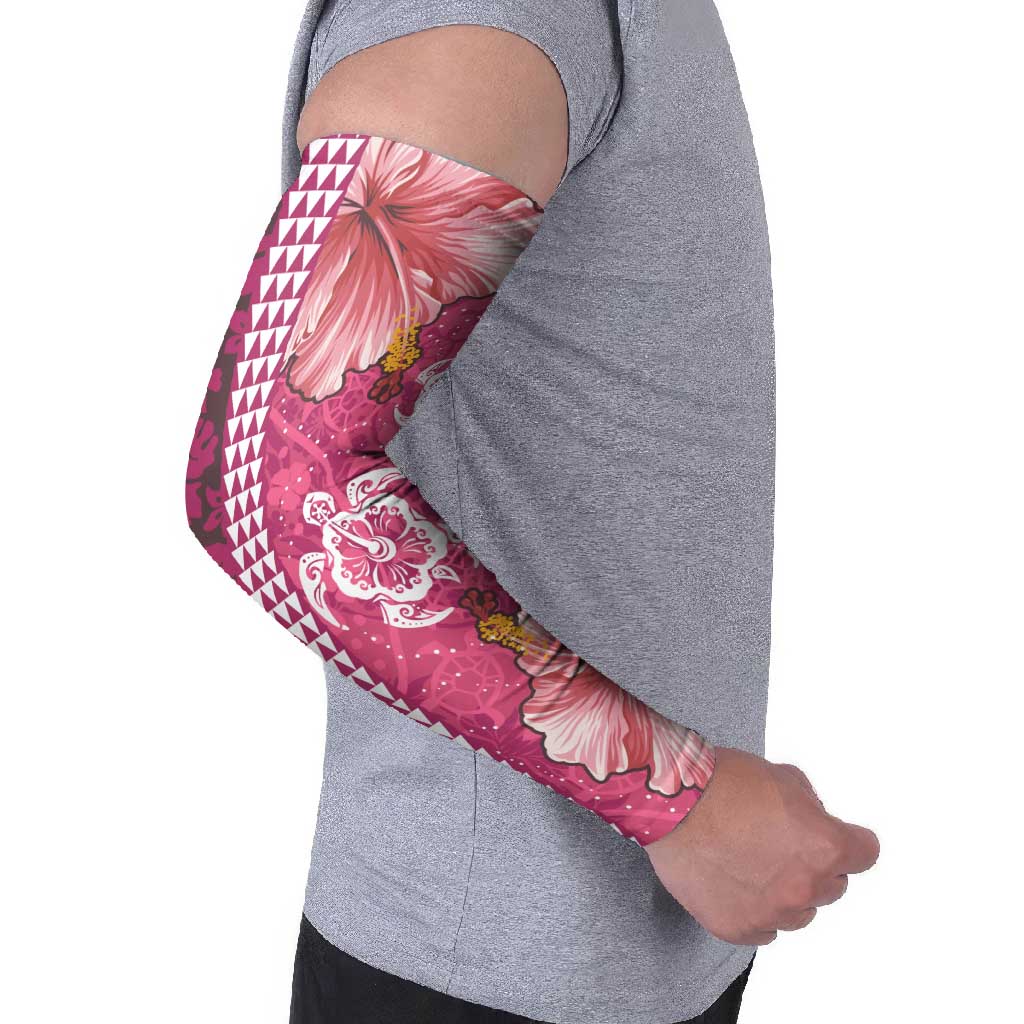 Pink Hibiscus Turle Arm Sleeves Hawaiian Style Tribal Tapa Pattern LT9 - Polynesian Pride