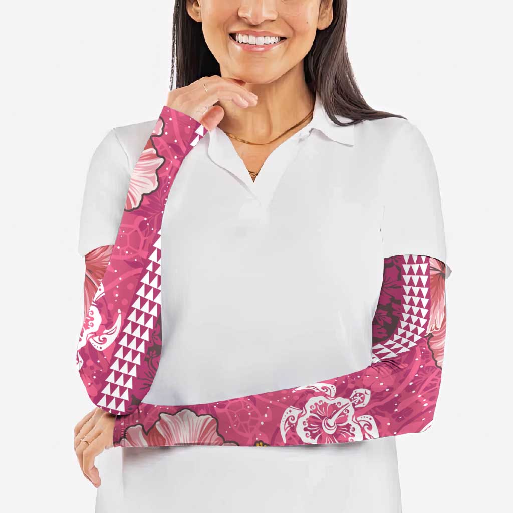 Pink Hibiscus Turle Arm Sleeves Hawaiian Style Tribal Tapa Pattern LT9 - Polynesian Pride