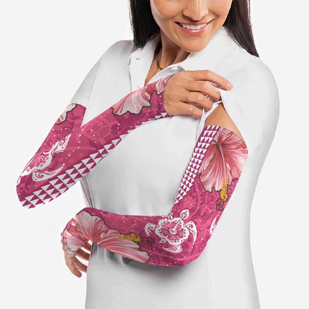 Pink Hibiscus Turle Arm Sleeves Hawaiian Style Tribal Tapa Pattern LT9 - Polynesian Pride