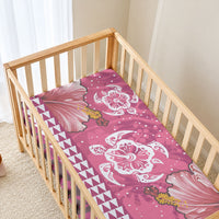 Pink Hibiscus Turtle Baby Bed Cover Hawaiian Style Tribal Tapa Pattern LT9 - Polynesian Pride