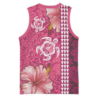 Pink Hibiscus Turle Basketball Jersey Hawaiian Style Tribal Tapa Pattern LT9 - Polynesian Pride