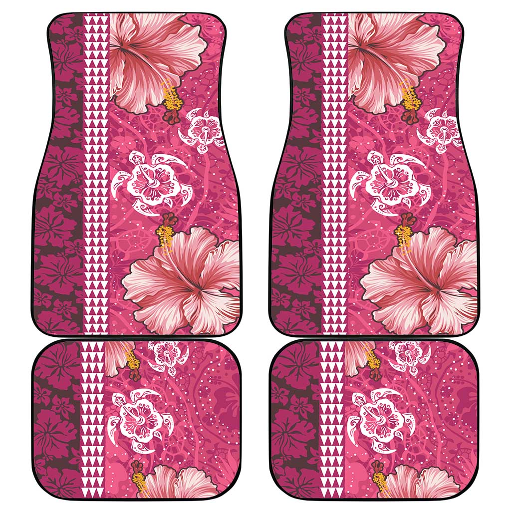 Pink Hibiscus Turle Car Mats Hawaiian Style Tribal Tapa Pattern LT9 - Polynesian Pride