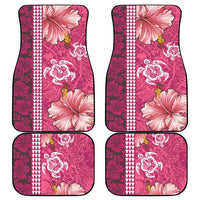 Pink Hibiscus Turle Car Mats Hawaiian Style Tribal Tapa Pattern LT9 - Polynesian Pride
