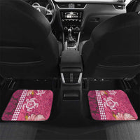 Pink Hibiscus Turle Car Mats Hawaiian Style Tribal Tapa Pattern LT9 Set 2pcs - Back Pink - Polynesian Pride