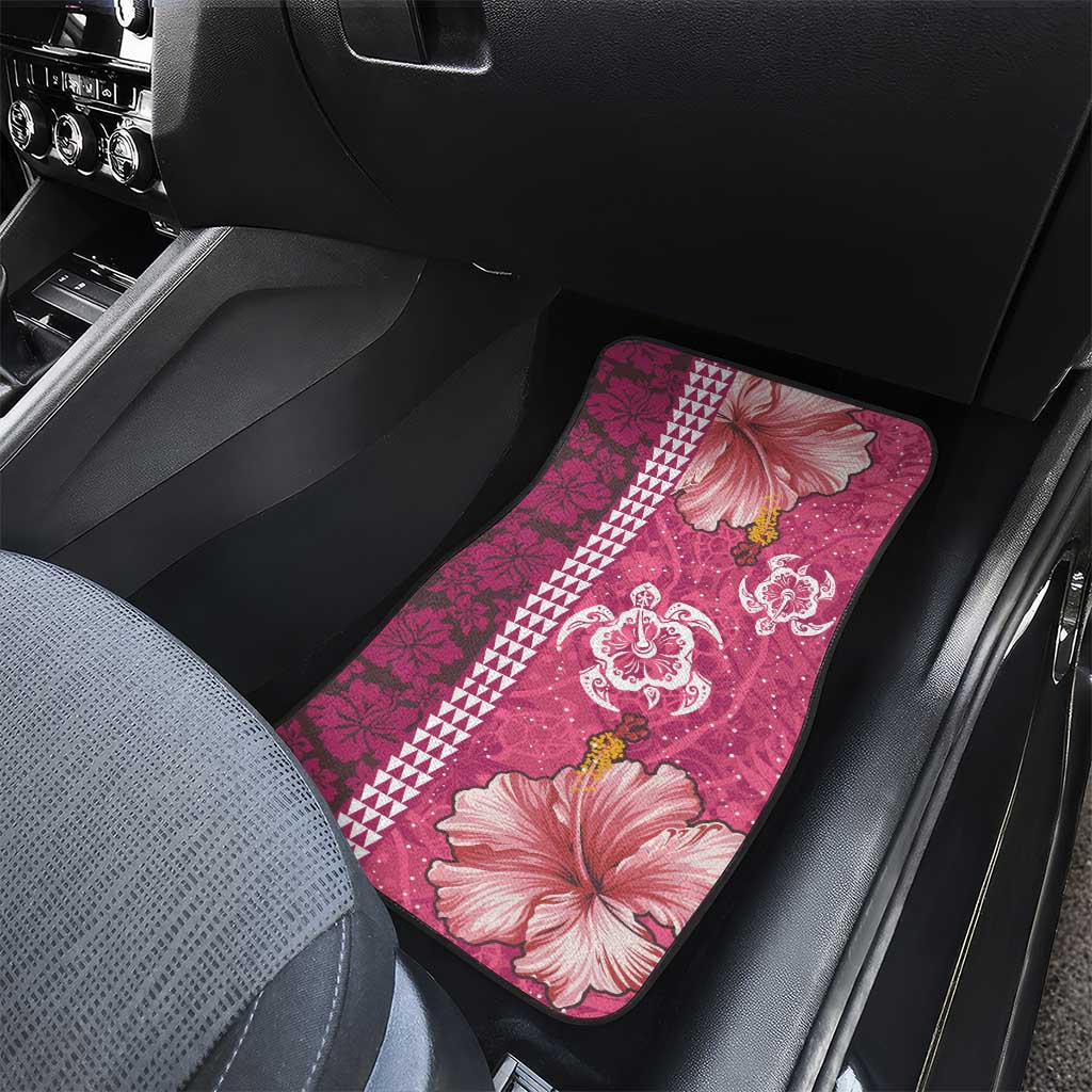 Pink Hibiscus Turle Car Mats Hawaiian Style Tribal Tapa Pattern LT9 - Polynesian Pride