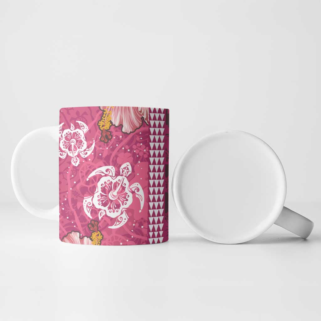 Pink Hibiscus Turle Ceramic Mug Hawaiian Style Tribal Tapa Pattern LT9 - Polynesian Pride