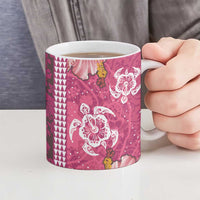 Pink Hibiscus Turle Ceramic Mug Hawaiian Style Tribal Tapa Pattern LT9 - Polynesian Pride