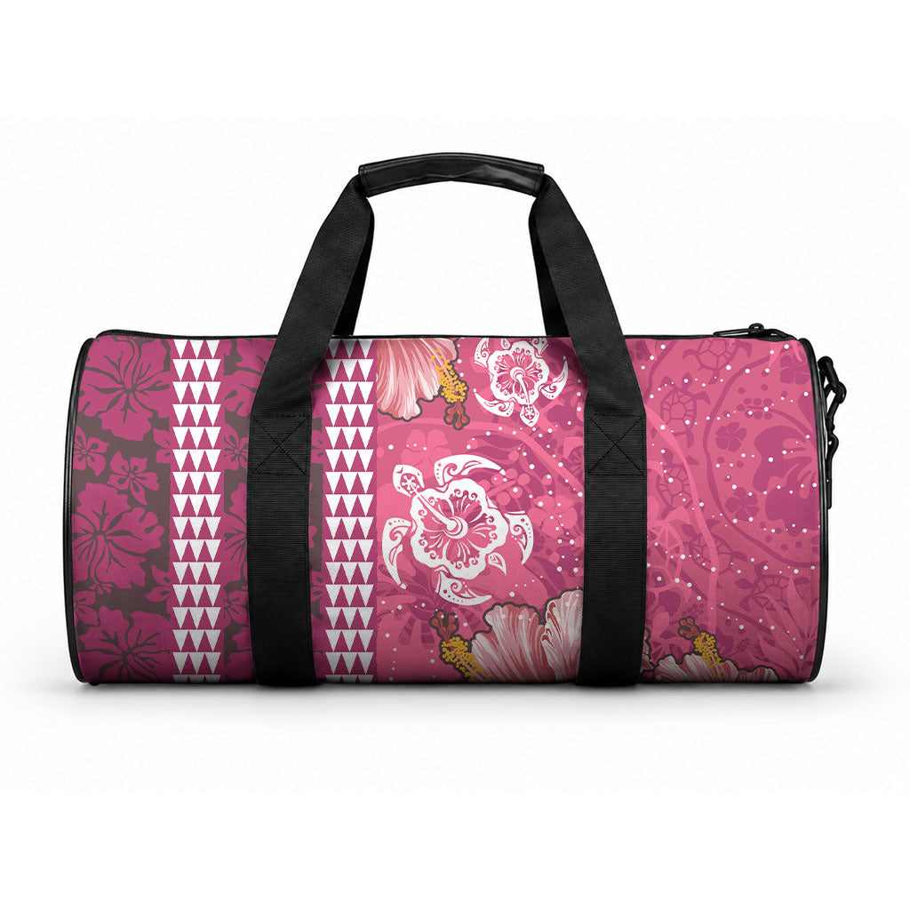 Pink Hibiscus Turtle Duffle Bag Hawaiian Style Tribal Tapa Pattern LT9 One size Pink - Polynesian Pride