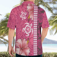 Pink Hibiscus Turle Hawaiian Shirt Hawaiian Style Tribal Tapa Pattern LT9 - Polynesian Pride