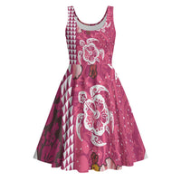 Pink Hibiscus Turle Midi Dress Hawaiian Style Tribal Tapa Pattern LT9 Pink - Polynesian Pride