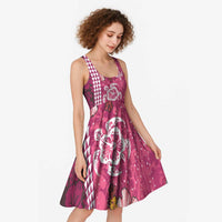 Pink Hibiscus Turle Midi Dress Hawaiian Style Tribal Tapa Pattern LT9 - Polynesian Pride