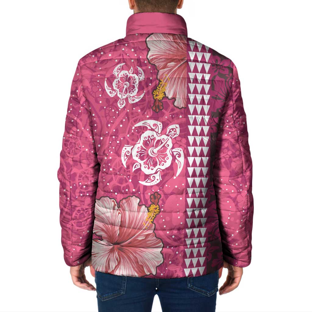 Pink Hibiscus Turle Padded Jacket Hawaiian Style Tribal Tapa Pattern LT9 - Polynesian Pride