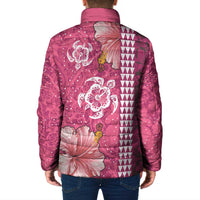 Pink Hibiscus Turle Padded Jacket Hawaiian Style Tribal Tapa Pattern LT9 - Polynesian Pride
