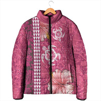 Pink Hibiscus Turle Padded Jacket Hawaiian Style Tribal Tapa Pattern LT9 - Polynesian Pride