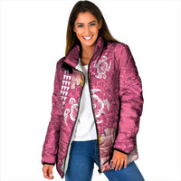 Pink Hibiscus Turle Padded Jacket Hawaiian Style Tribal Tapa Pattern LT9 Women Pink - Polynesian Pride