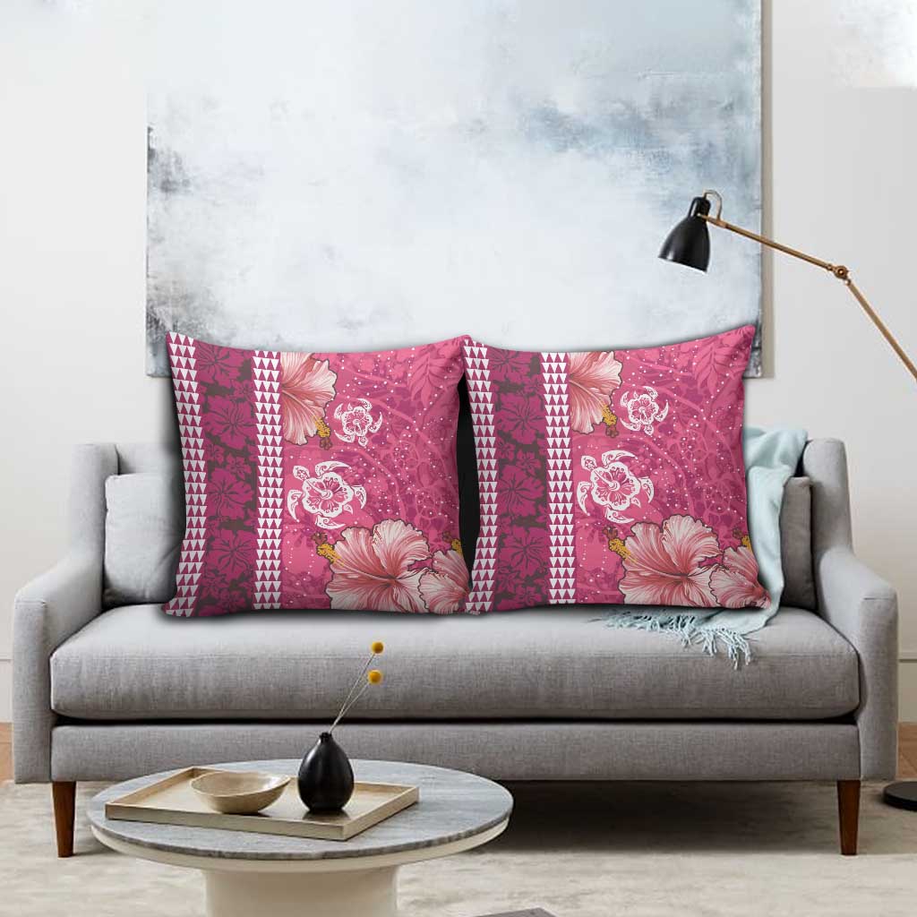 Pink Hibiscus Turle Pillow Cover Hawaiian Style Tribal Tapa Pattern LT9 - Polynesian Pride