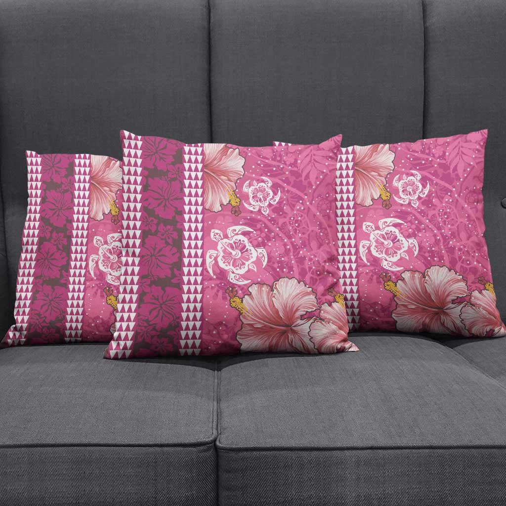 Pink Hibiscus Turle Pillow Cover Hawaiian Style Tribal Tapa Pattern LT9 - Polynesian Pride