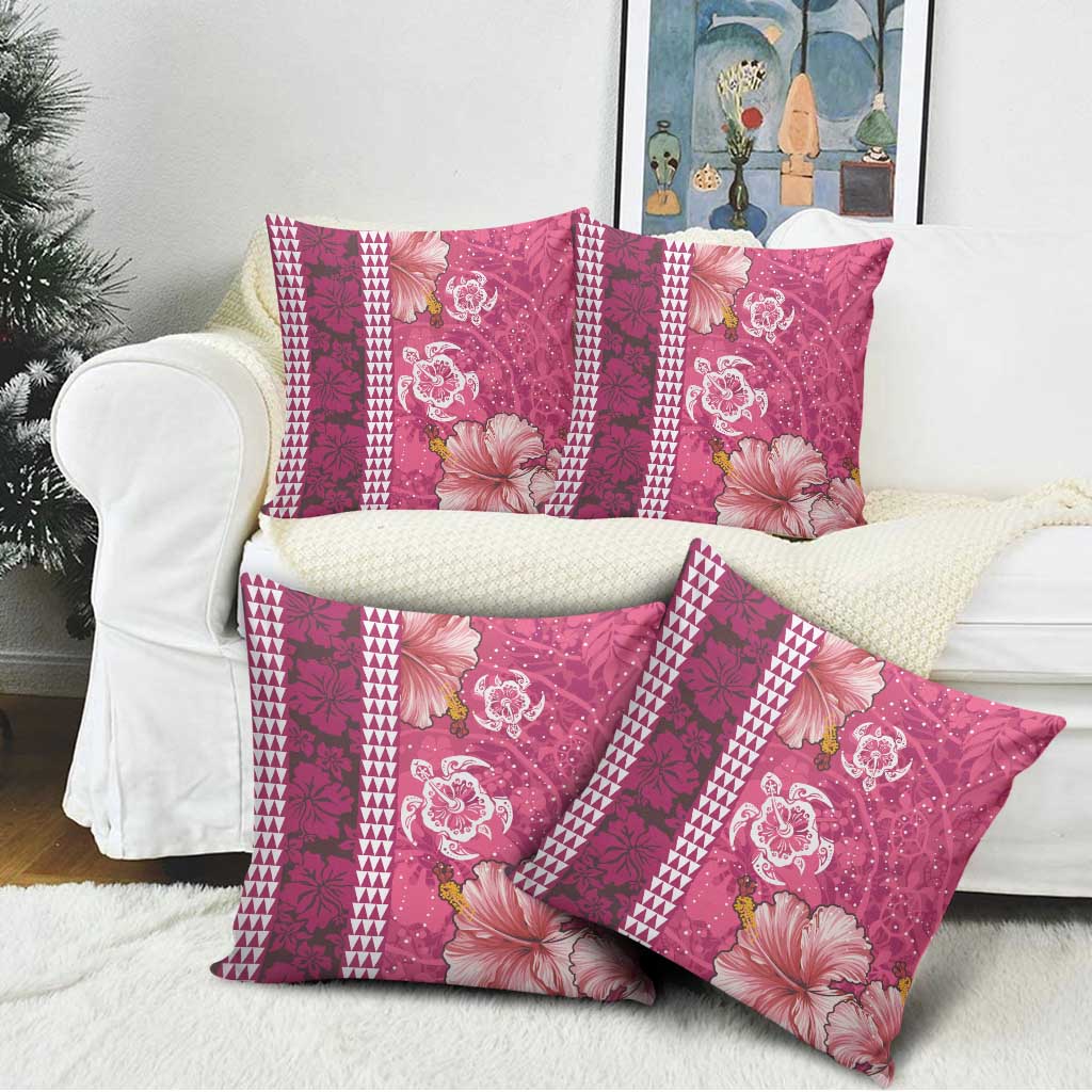 Pink Hibiscus Turle Pillow Cover Hawaiian Style Tribal Tapa Pattern LT9 - Polynesian Pride