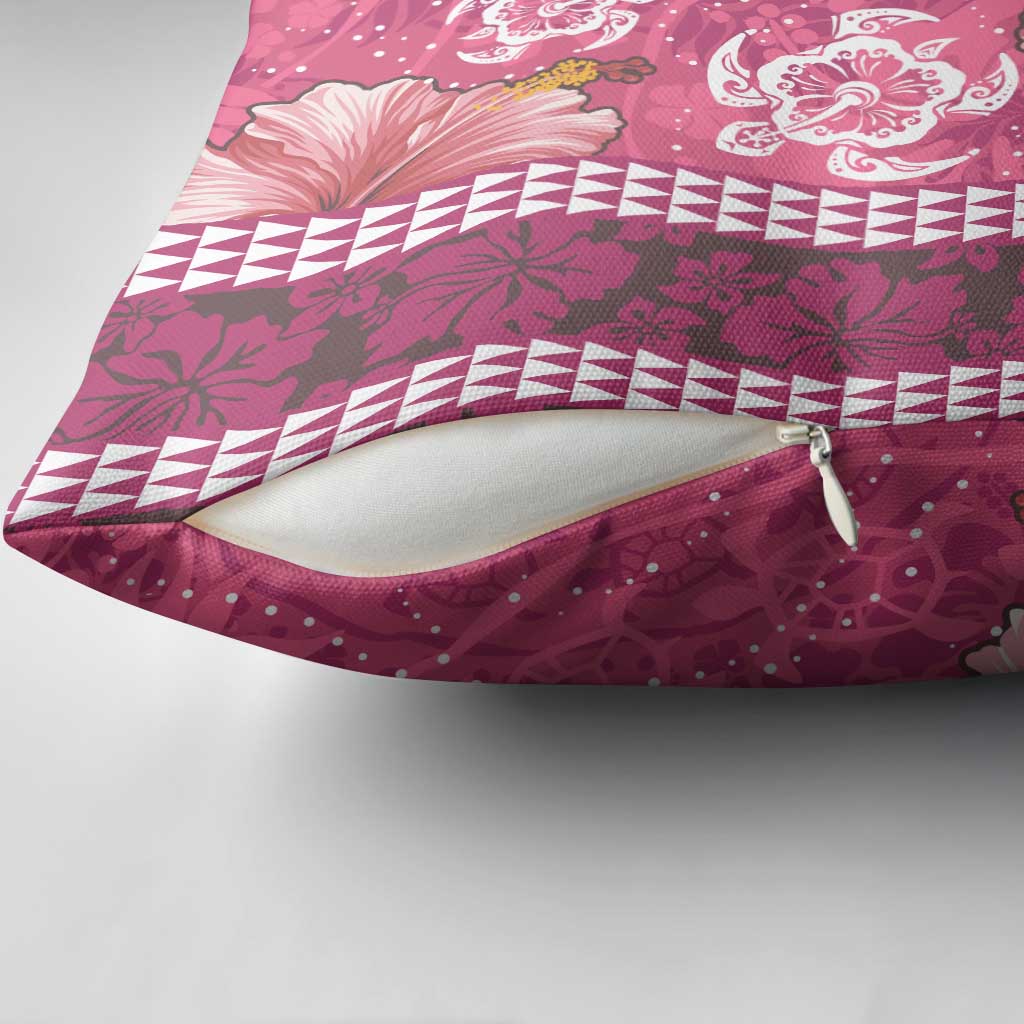 Pink Hibiscus Turle Pillow Cover Hawaiian Style Tribal Tapa Pattern LT9 - Polynesian Pride