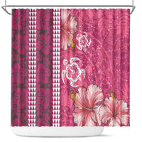 Pink Hibiscus Turle Shower Curtain Hawaiian Style Tribal Tapa Pattern LT9 Pink - Polynesian Pride