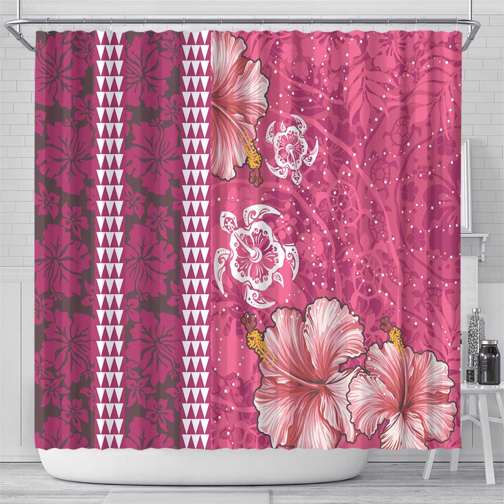 Pink Hibiscus Turle Shower Curtain Hawaiian Style Tribal Tapa Pattern LT9 - Polynesian Pride