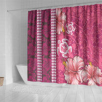 Pink Hibiscus Turle Shower Curtain Hawaiian Style Tribal Tapa Pattern LT9 - Polynesian Pride