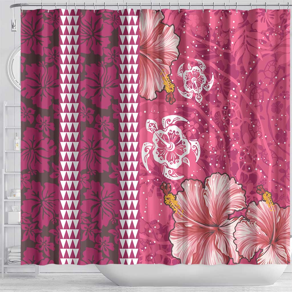 Pink Hibiscus Turle Shower Curtain Hawaiian Style Tribal Tapa Pattern LT9 - Polynesian Pride