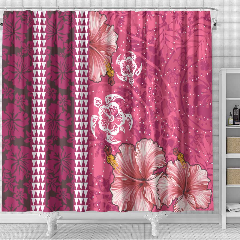Pink Hibiscus Turle Shower Curtain Hawaiian Style Tribal Tapa Pattern LT9 - Polynesian Pride