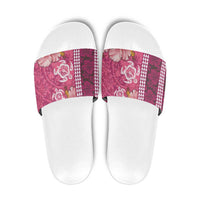 Pink Hibiscus Turle Slide Sandals Hawaiian Style Tribal Tapa Pattern LT9 Pink - Polynesian Pride