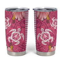 Pink Hibiscus Turle Tumbler Cup Hawaiian Style Tribal Tapa Pattern LT9 Pink - Polynesian Pride