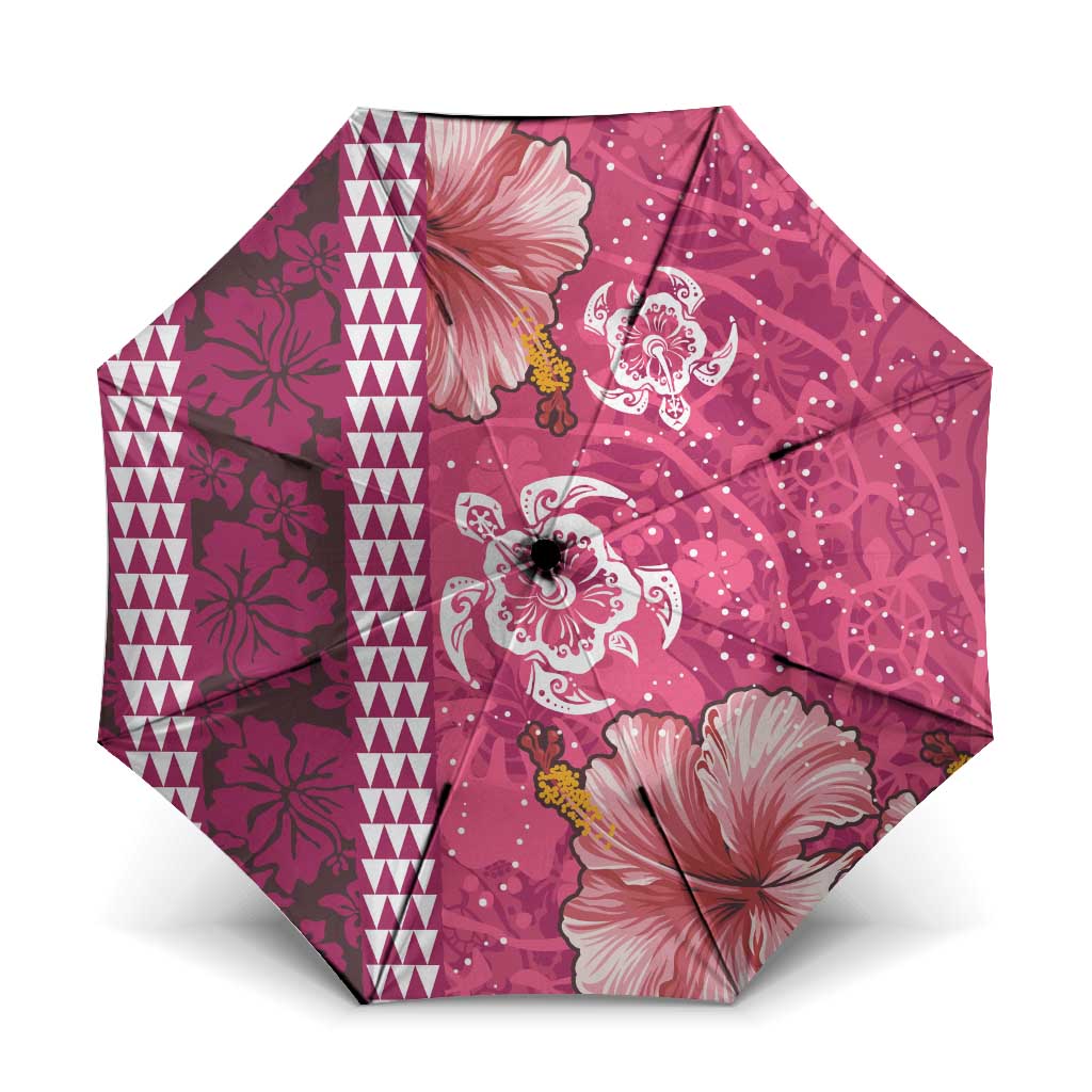 Pink Hibiscus Turle Umbrella Hawaiian Style Tribal Tapa Pattern LT9 One Size Folded 11.42 inch Opened Diameter 37.4 inch Pink - Polynesian Pride
