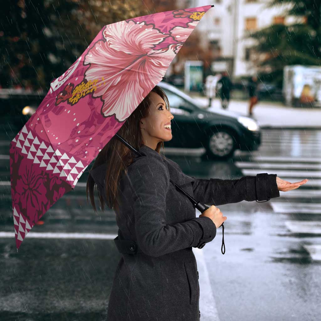 Pink Hibiscus Turle Umbrella Hawaiian Style Tribal Tapa Pattern LT9 - Polynesian Pride