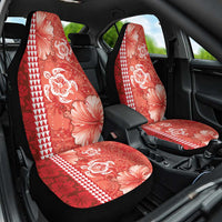 Red Hibiscus Turle Car Seat Cover Hawaiian Style Tribal Tapa Pattern LT9 One Size Red - Polynesian Pride