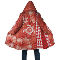 Red Hibiscus Turle Cloak Hawaiian Style Tribal Tapa Pattern LT9 Unisex Red - Polynesian Pride