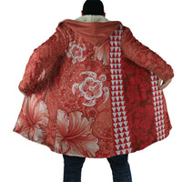 Red Hibiscus Turle Cloak Hawaiian Style Tribal Tapa Pattern LT9 - Polynesian Pride