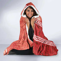 Red Hibiscus Turle Hooded Blanket Hawaiian Style Tribal Tapa Pattern LT9 - Polynesian Pride