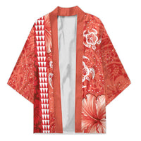 Red Hibiscus Turle Kimono Hawaiian Style Tribal Tapa Pattern LT9 Unisex Red - Polynesian Pride